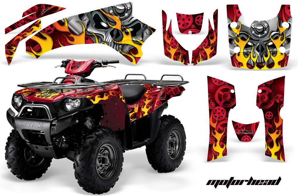 Kawasaki Brute Force 650i 4x4 ATV Graphic Kit - 2004-2012 Motorhead Red