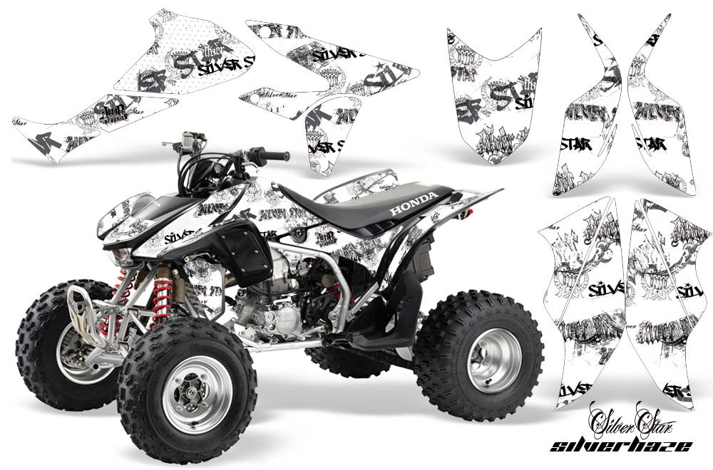 Honda TRX 450R ATV Graphic Kit - 2004-2016 Silver Star - Silverhaze Black
