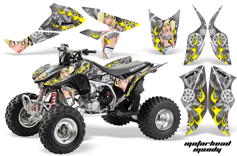 Honda TRX 450R ATV Graphic Kit - 2004-2016 Motorhead Mandy Silver