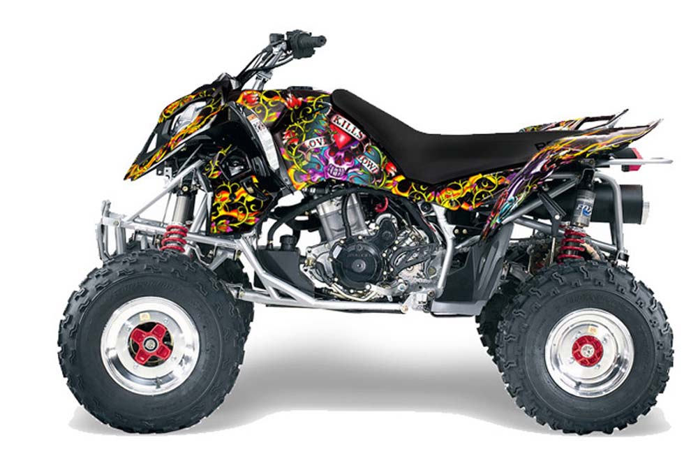 Polaris Outlaw 450 / 500 / 525 ATV Graphic Kit - 2006-2008 Ed Hardy - Love Kills Black