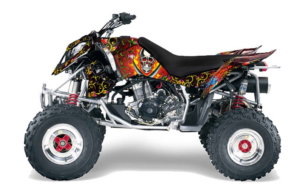 Polaris Outlaw 450 / 500 / 525 ATV Graphic Kit - 2006-2008 Ed Hardy - Pirate Red