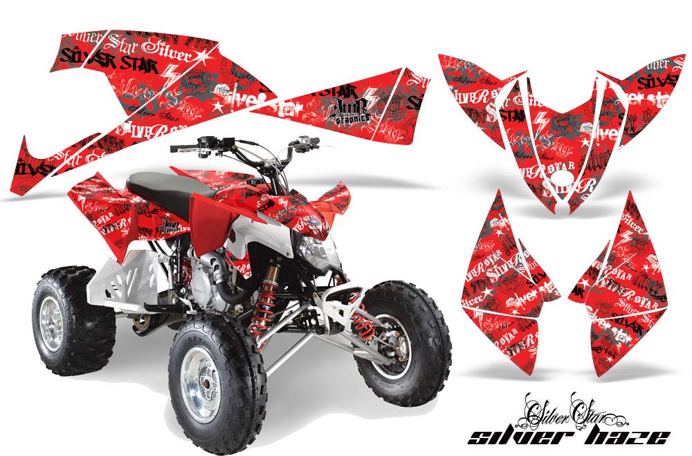 Polaris Outlaw 450 / 500 / 525 ATV Graphic Kit - 2009-2012 Silver Star - Silverhaze Red