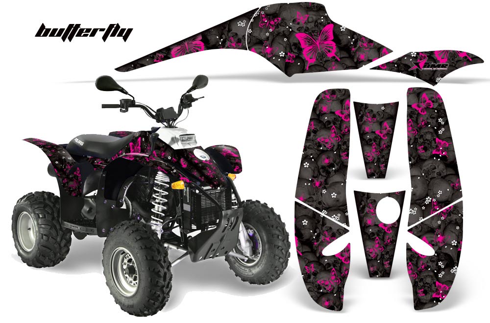 Polaris Scrambler / Trailblazer 500 ATV Graphic Kit - 1985-2009 Butterfly Pink