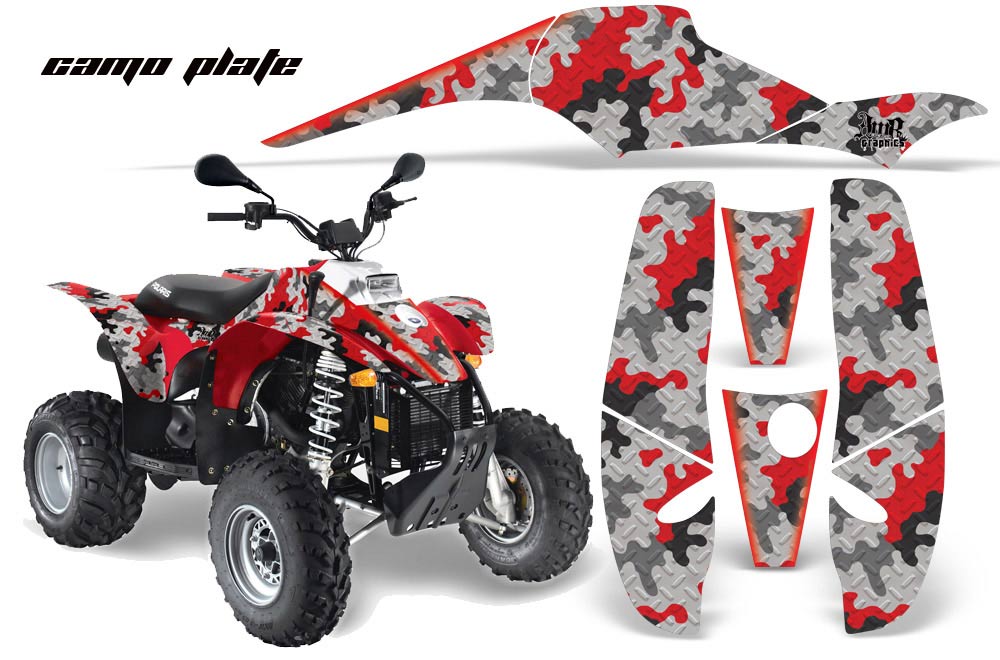 Polaris Scrambler / Trailblazer 500 ATV Graphic Kit - 1985-2009 Camoplate Red