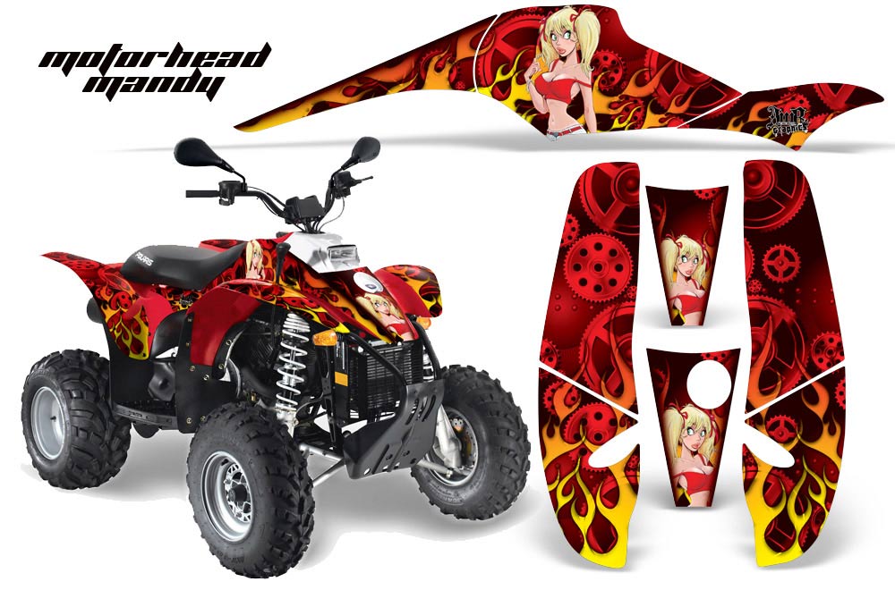Polaris Scrambler / Trailblazer 500 ATV Graphic Kit - 1985-2009 Motorhead Mandy Red