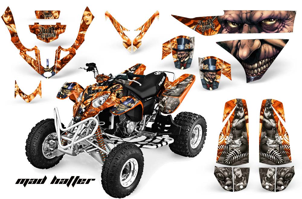 Polaris Predator 500 ATV Graphic Kit - 2002-2011 Mad Hatter Orange