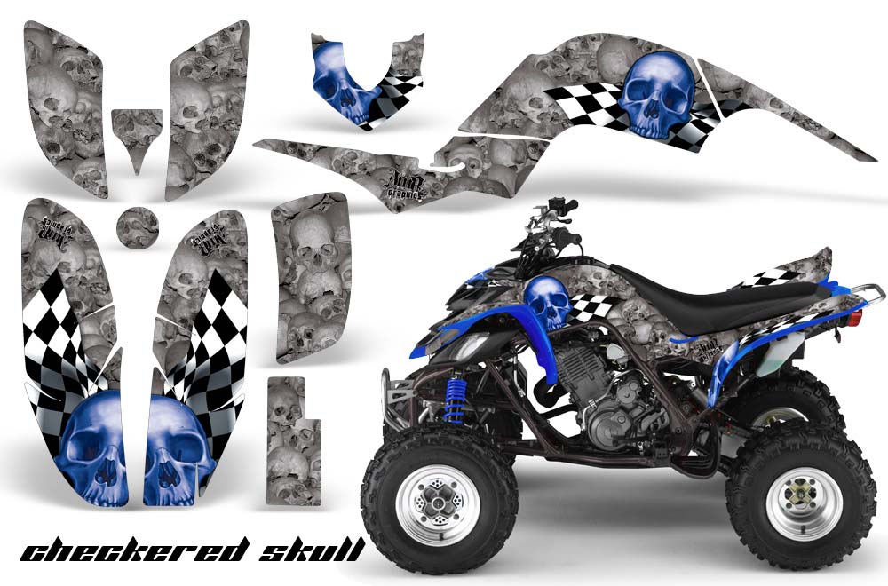 Yamaha Raptor 660 ATV Graphic Kit - 2001-2005 Checkered Skull Blue