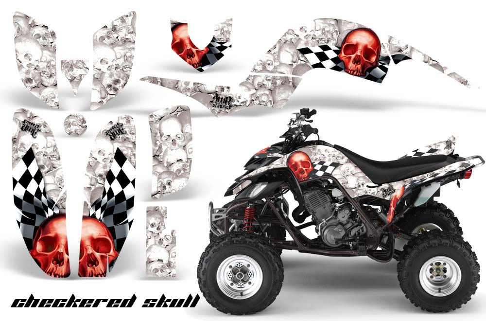 Yamaha Raptor 660 ATV Graphic Kit - 2001-2005 Checkered Skull Red