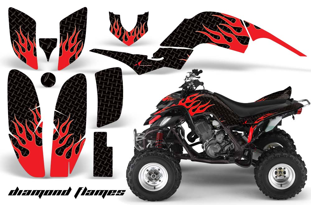 Yamaha Raptor 660 ATV Graphic Kit - 2001-2005 Diamond Flames Red