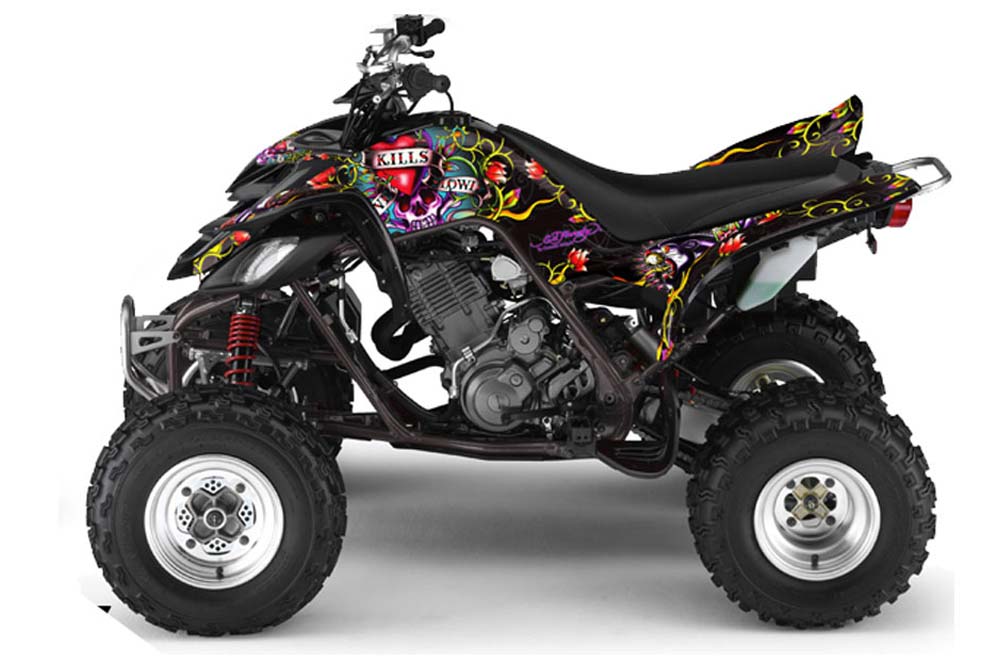 Yamaha Raptor 660 ATV Graphic Kit - 2001-2005 Ed Hardy - Love Kills Black