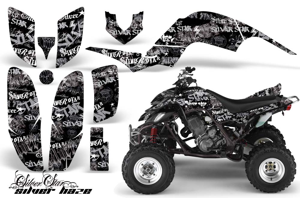 Yamaha Raptor 660 ATV Graphic Kit - 2001-2005 Silver Star - Silverhaze Black