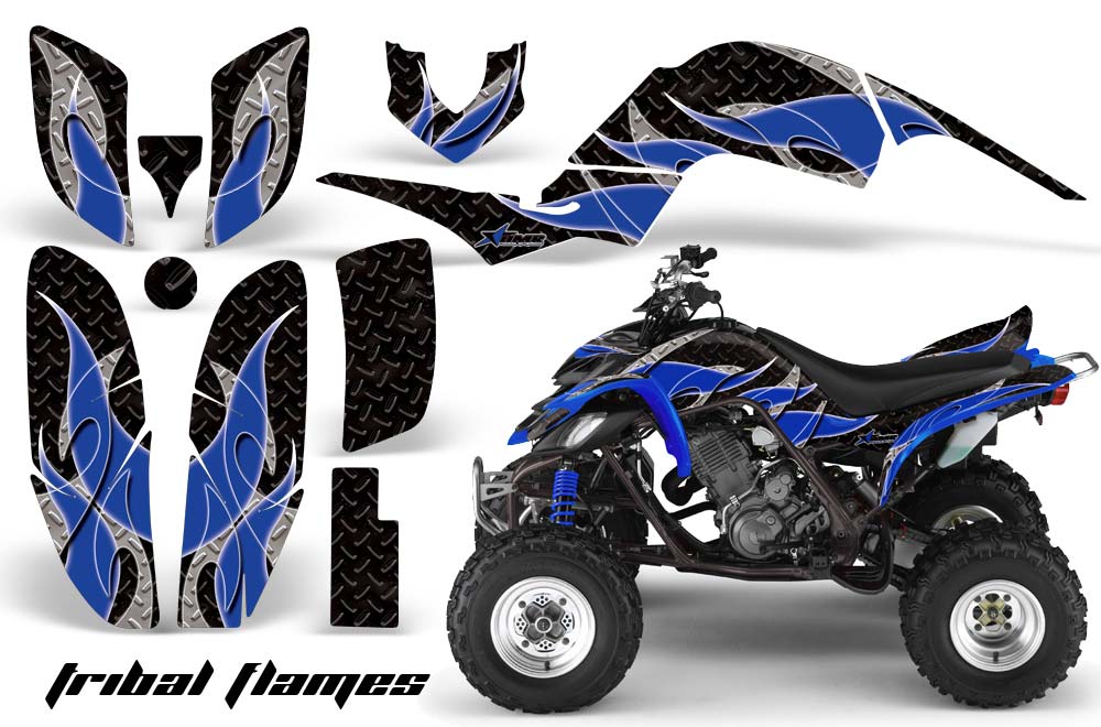 Yamaha Raptor 660 ATV Graphic Kit - 2001-2005 Tribal Flames Blue