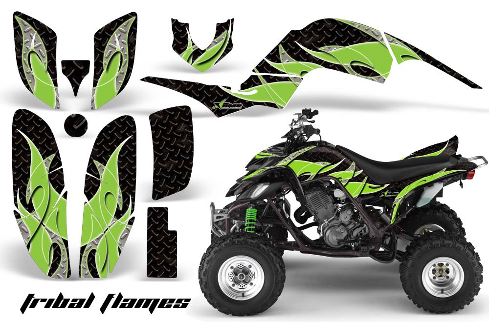 Yamaha Raptor 660 ATV Graphic Kit - 2001-2005 Tribal Flames Green