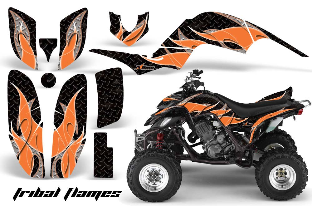 Yamaha Raptor 660 ATV Graphic Kit - 2001-2005 Tribal Flames Orange