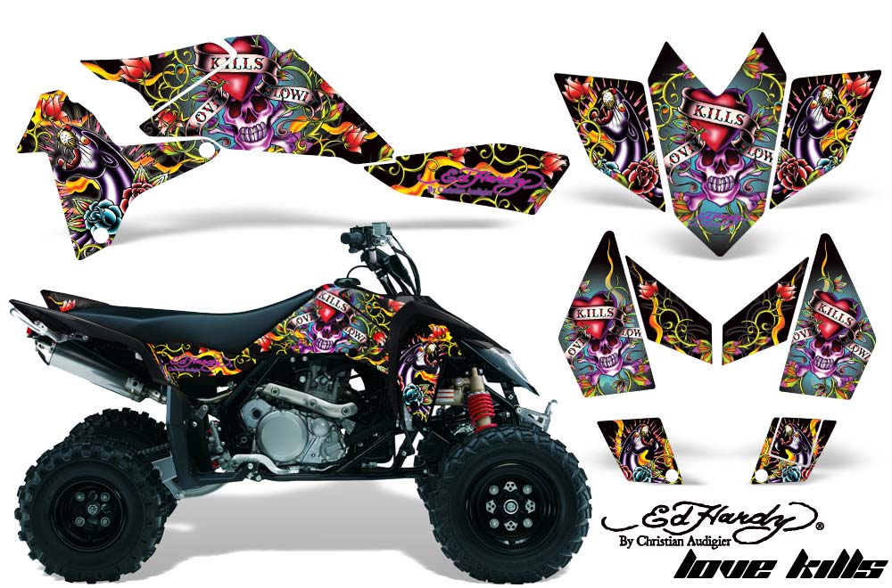 Suzuki LTR 450 ATV Graphic Kit - 2006-2009 Ed Hardy - Love Kills Black