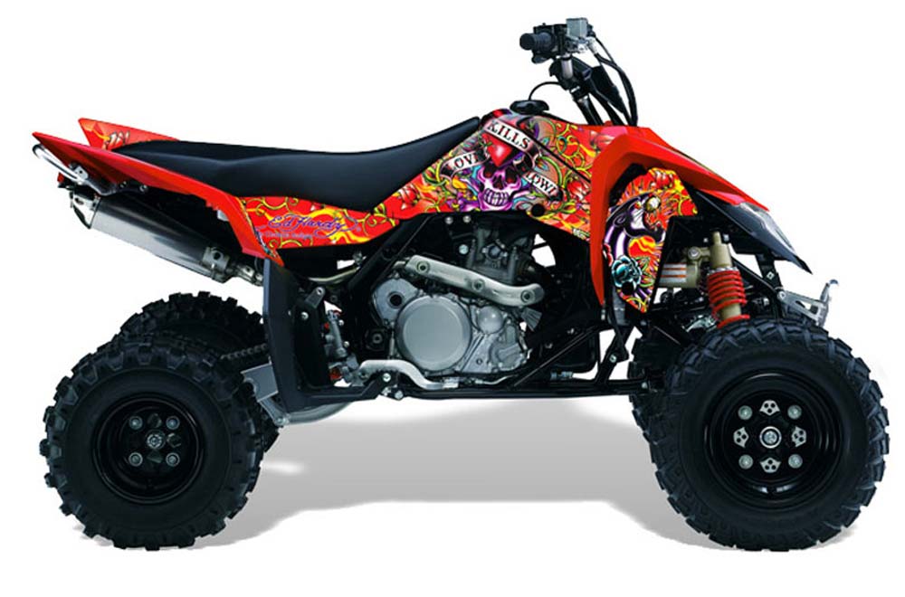 Suzuki LTR 450 ATV Graphic Kit - 2006-2009 Ed Hardy - Love Kills Red
