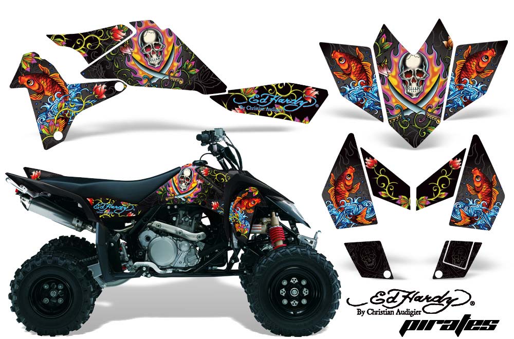 Suzuki LTR 450 ATV Graphic Kit - 2006-2009 Ed Hardy - Pirates Black