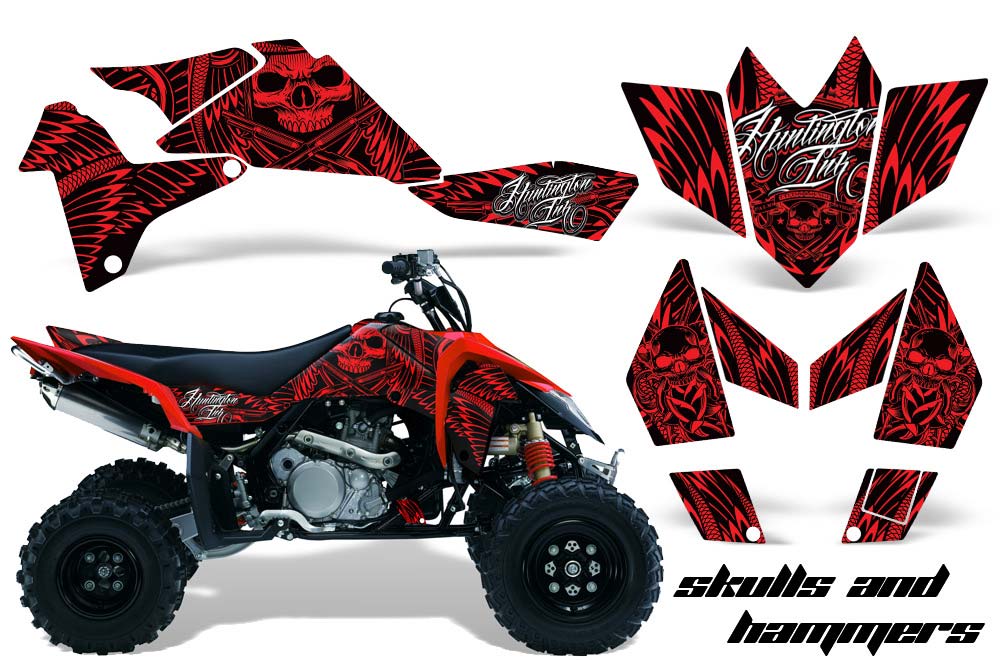 Suzuki LTR 450 ATV Graphic Kit - 2006-2009 Skulls N Hammer Red