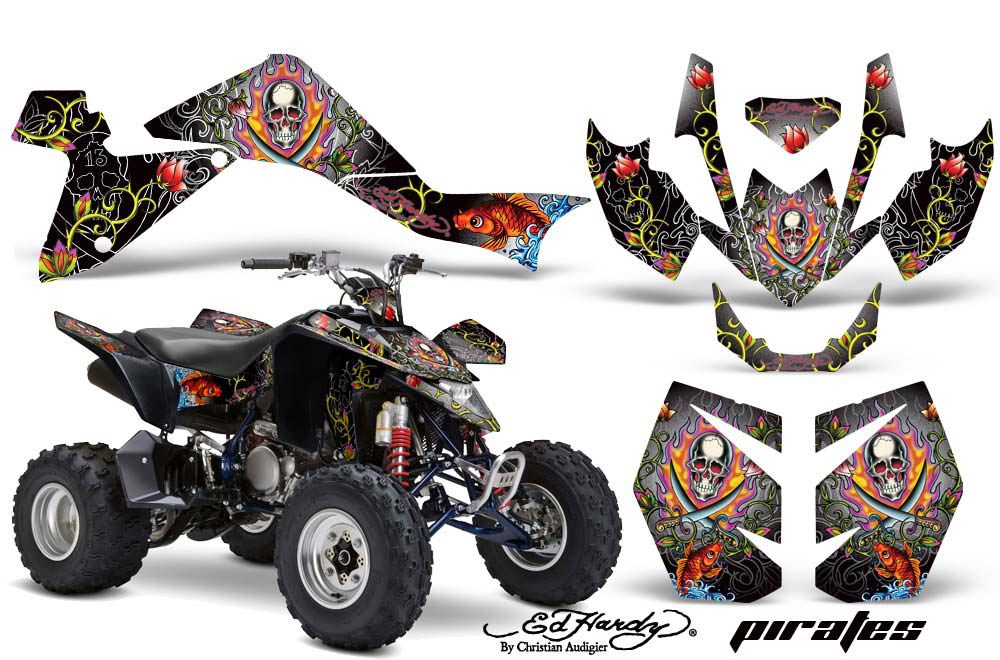 Suzuki LTZ 400 ATV Graphic Kit - 2009-2016 Ed Hardy - Pirates White