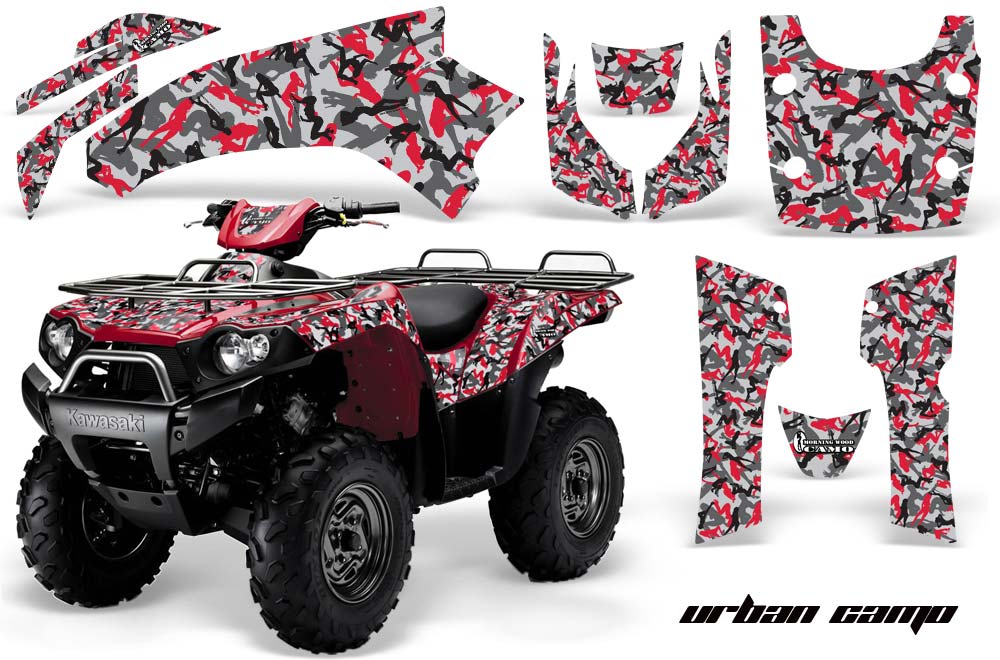 Kawasaki Brute Force 750 / 750i ATV Graphic Kit - 2005-2011 Urban Camo Red