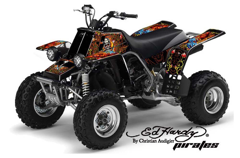 Yamaha Banshee 350 (Full Bore Plastics) ATV Graphic Kit - All Years Ed Hardy - Pirates Orange