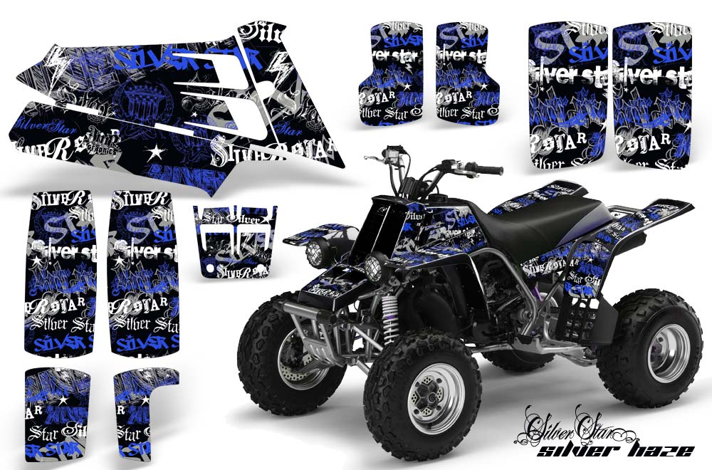 Yamaha Banshee 350 (Full Bore Plastics) ATV Graphic Kit - All Years Silver Star - Silverhaze Blue