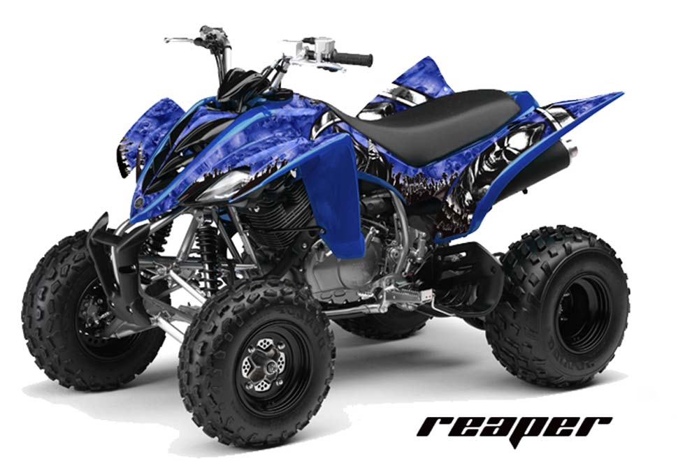 Graphics Kits Decals Stickers Flame Blue  4 YAMAHA RAPTOR 350 2004-2014
