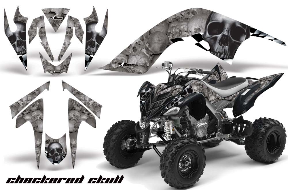 Yamaha Raptor 700 ATV Graphic Kit - 2006-2012 Checkered Skull Black