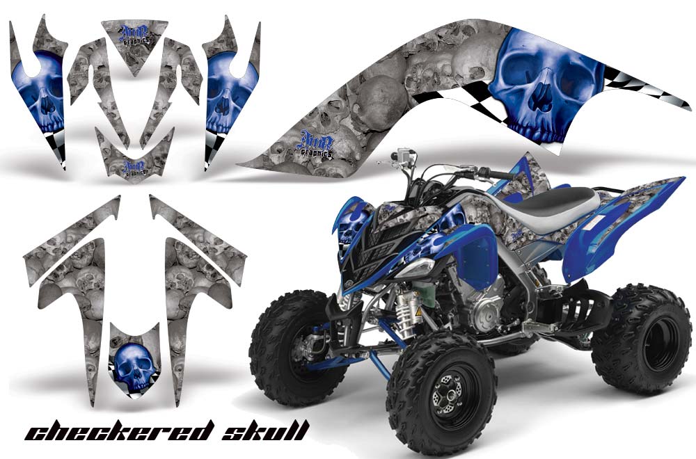 Yamaha Raptor 700 ATV Graphic Kit - 2006-2012 Checkered Skull Blue