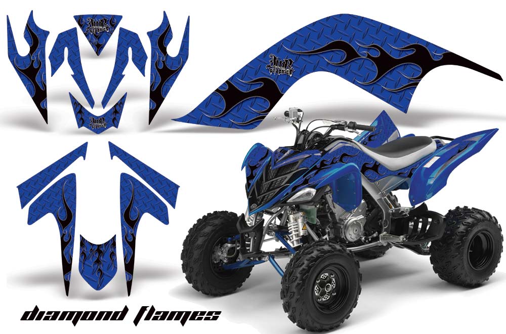 Yamaha Raptor 700 ATV Graphic Kit - 2006-2012 Diamond Flames Blue