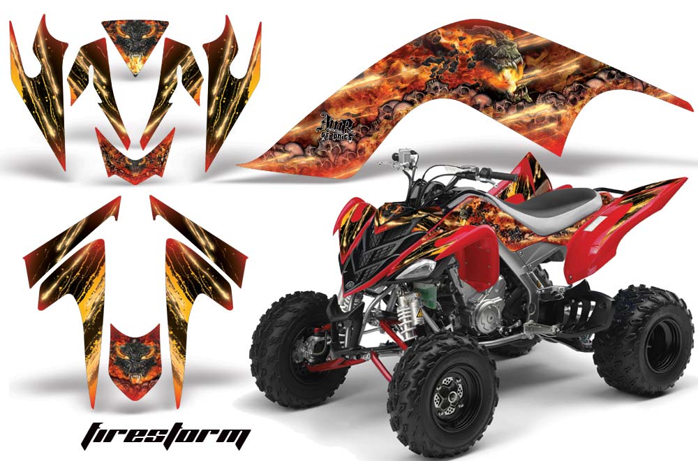 Yamaha Raptor 700 ATV Graphic Kit - 2006-2012 Ed Hardy - Pirates Red