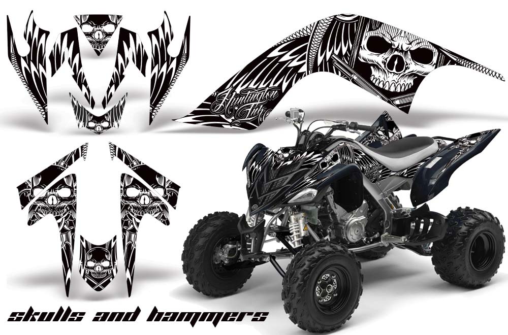 Yamaha Raptor 700 ATV Graphic Kit - 2006-2012 Skulls and Hammers Red