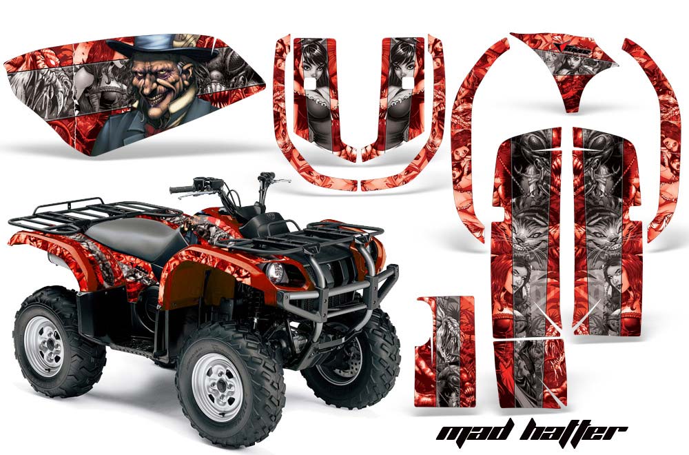 Yamaha Grizzly 660 ATV Graphic Kit - All Years Mad Hatter Red