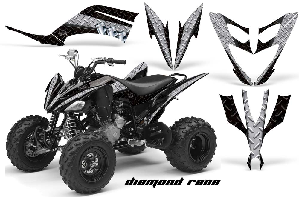 Yamaha Raptor 250 ATV Graphic Kit - 2008-2014 Diamond Race Silver