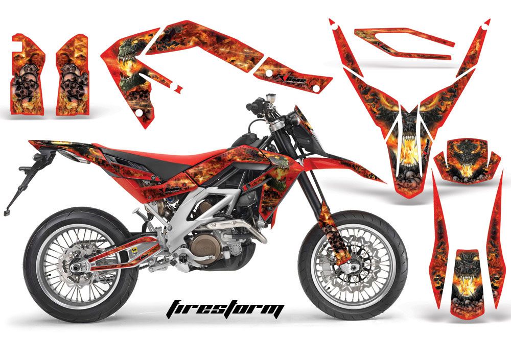 Aprilia SXV 4.5 / 5.5 Dirt Bike Graphic Kit - 2006-2015 Firestorm Red