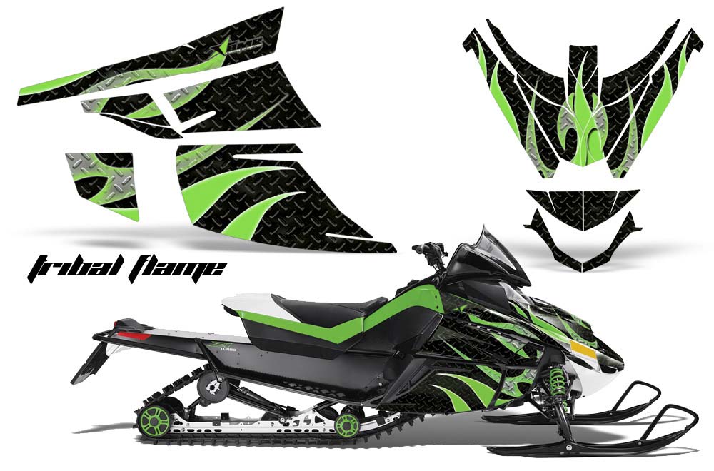 Arctic Cat Z1 Turbo Sled Graphic Kit - 2006-2012 Tribal Flames Green