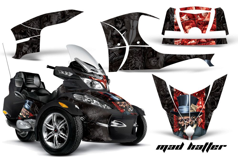 Can Am BRP (RTS) Spyder Graphic Kit - 2010-2012 Mad Hatter Black