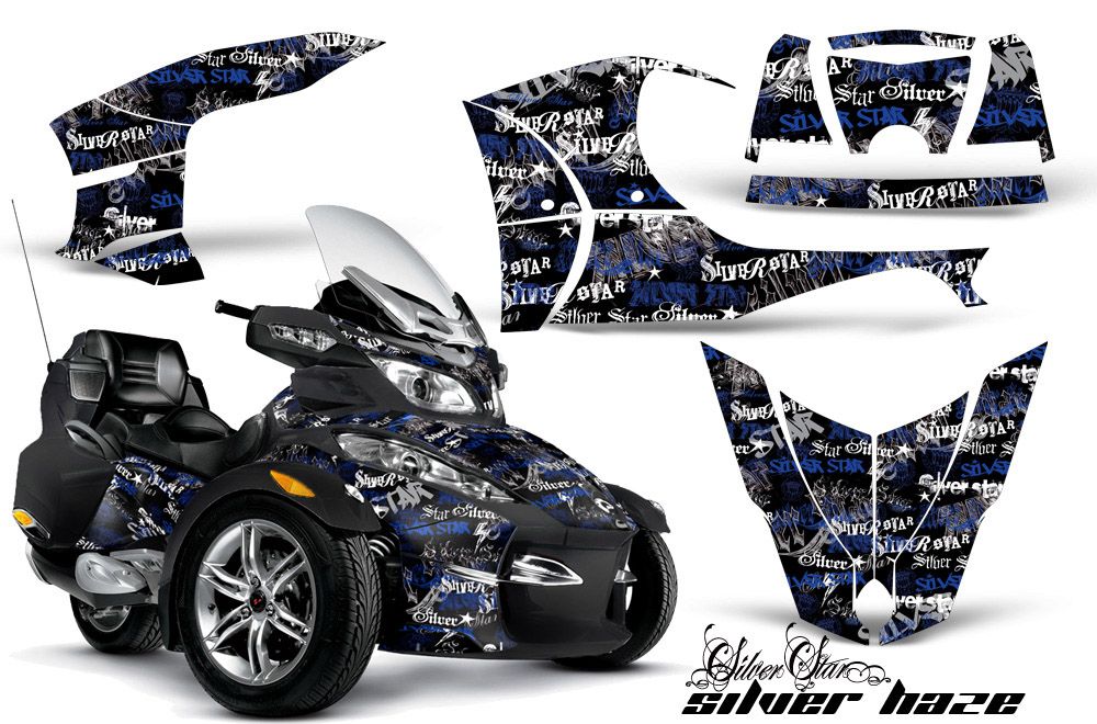 Can Am BRP (RTS) Spyder Graphic Kit - 2010-2012 Silver Star Silver Haze Blue