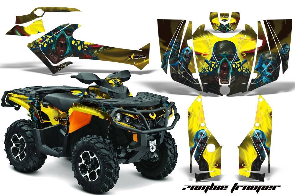 Can Am Outlander XT / DPS / SST ATV Graphic Kit - 2013-2016 Zombie Trooper Yellow