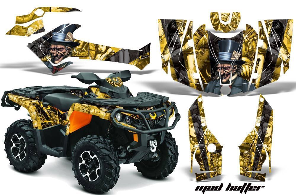 Can Am Outlander XT / DPS / SST ATV Graphic Kit - 2013-2016 Mad Hatter Yellow