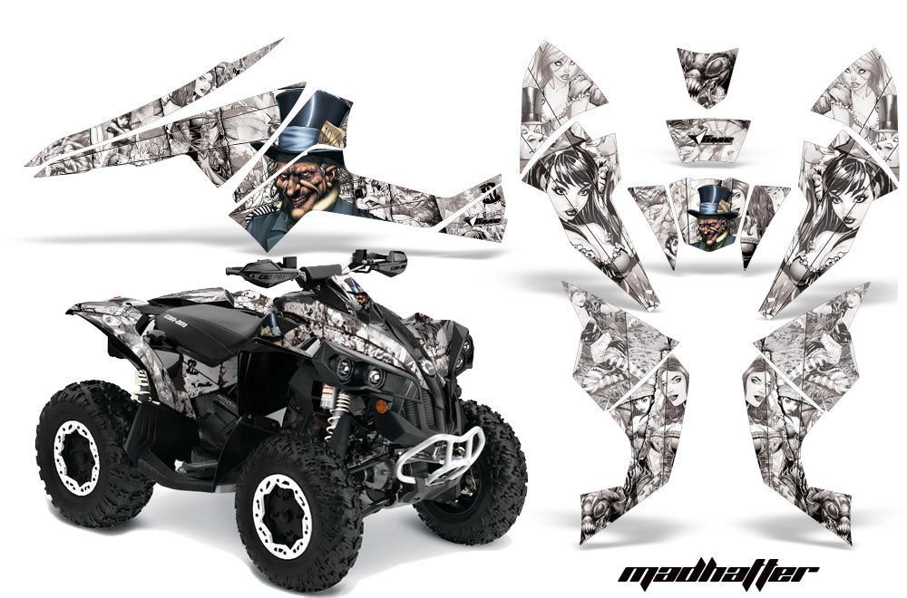 Can Am Renegade 500x/r / 800x/r ATV Graphic Kit - All Years Mad Hatter White