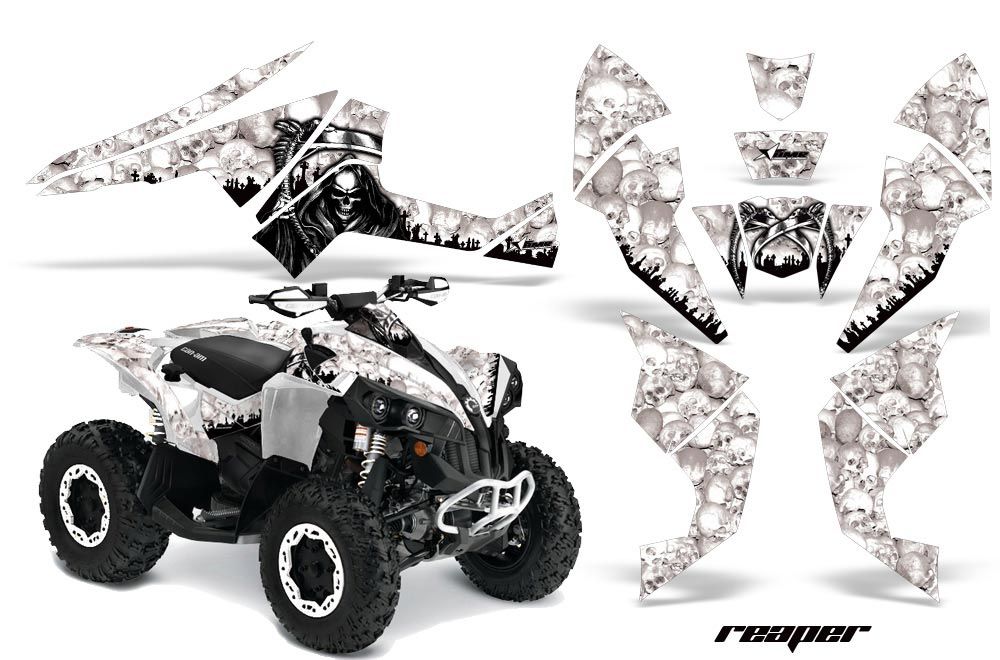 Can Am Renegade 500x/r / 800x/r ATV Graphic Kit - All Years Reaper White.