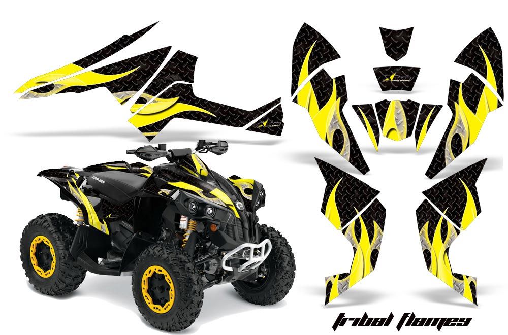 Can Am Renegade 500x/r / 800x/r ATV Graphic Kit - All Years Tribal Flames Yellow