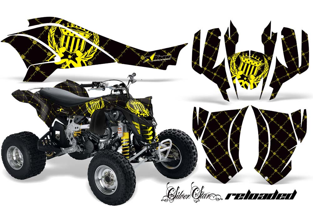 Can Am DS450 / DS450X EFI ATV Graphic Kit - 2008-2016 Silver Star - Reloaded Yellow