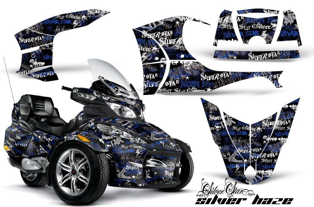 Can Am BRP (RTS) Spyder w/ Trim Kit Graphic Kit - 2010-2012 Silver Star Silver Haze Blue
