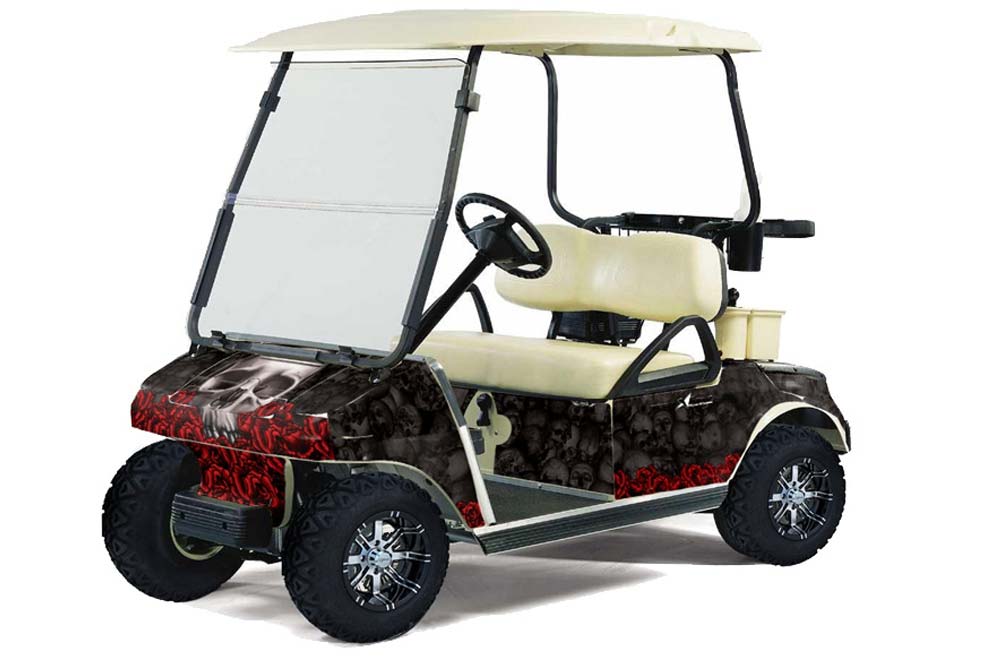 Club Car Golf Cart Graphic Kit - 1983-2014 Bone Collector Black