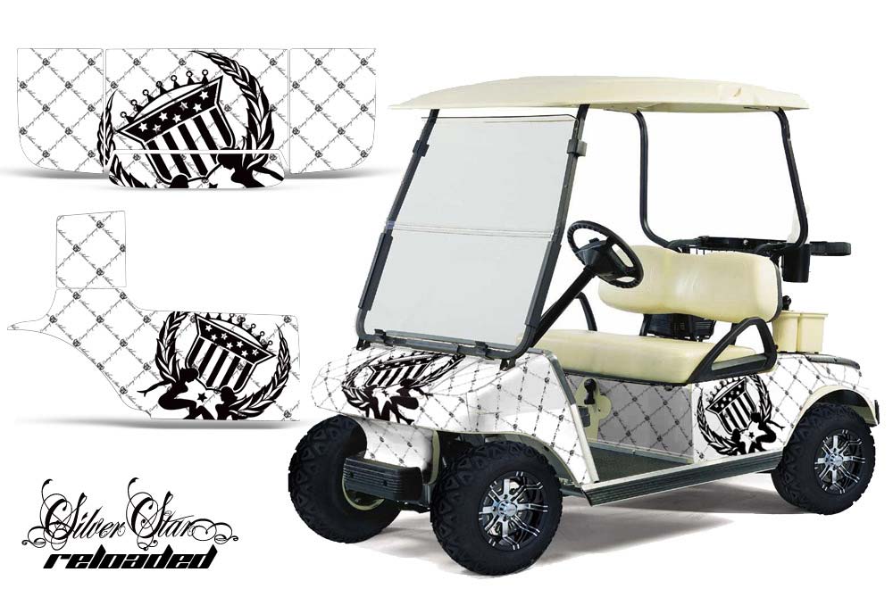 Club Car Golf Cart Graphic Kit - 1983-2014 Silver Star - Reloaded White