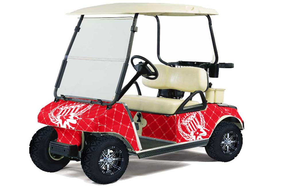 Club Car Golf Cart Graphic Kit - 1983-2014 Silver Star - Reloaded Red