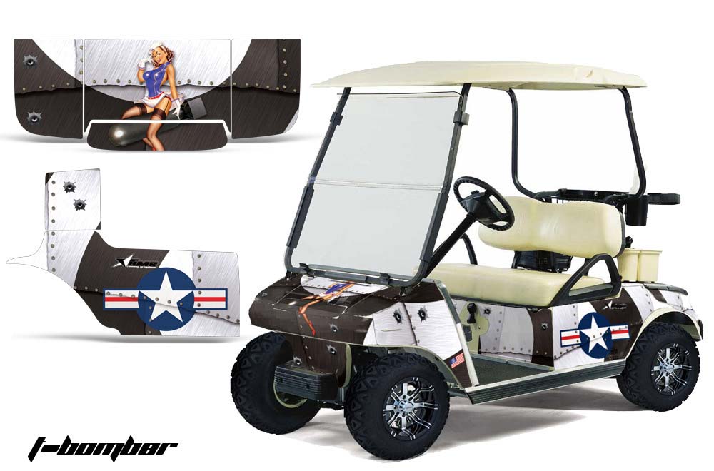 Club Car Golf Cart Graphic Kit - 1983-2014 T Bomber White