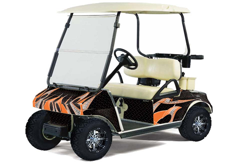 Club Car Golf Cart Graphic Kit - 1983-2014 Tribal Flames Orange